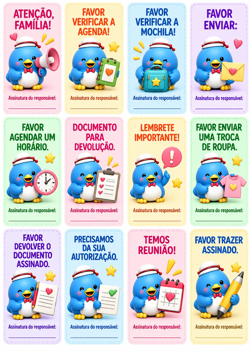 Página de amostra: Comunicados para a agenda