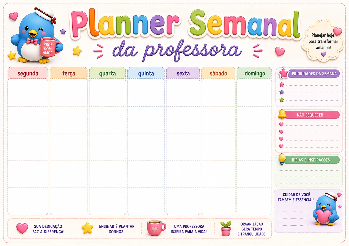 Planner semanal da professora