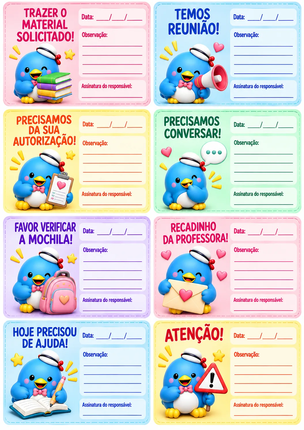 Página de amostra: Recadinhos da professora